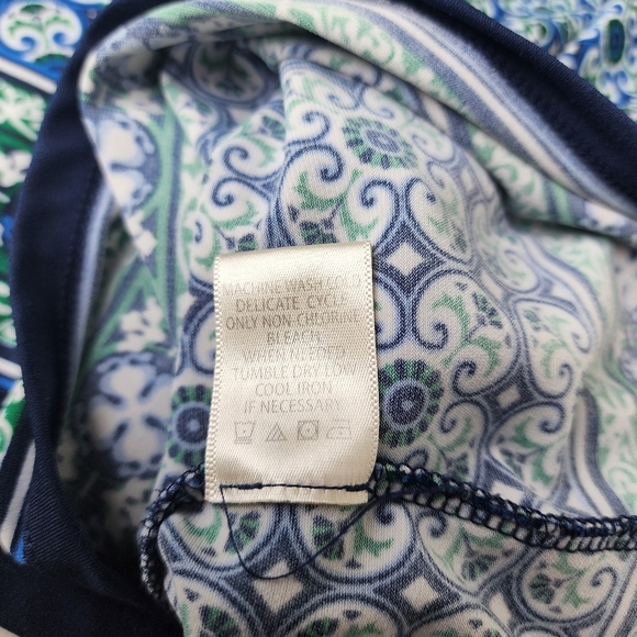 Max Studio Maxi Dress Sleeveless Blue Green Tile Print Womens Stretch Sz S - Picture 13 of 15